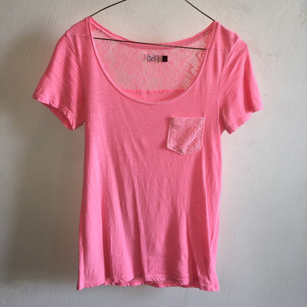 Hot pink tshirt w/lace